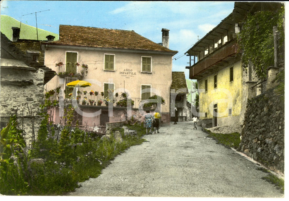 Cartolina originale da collezione 1945 RSI BANNIO ANZINO (VB) Veduta con asilo 'Giacomo e Carolina TITOLI' FG VG 1