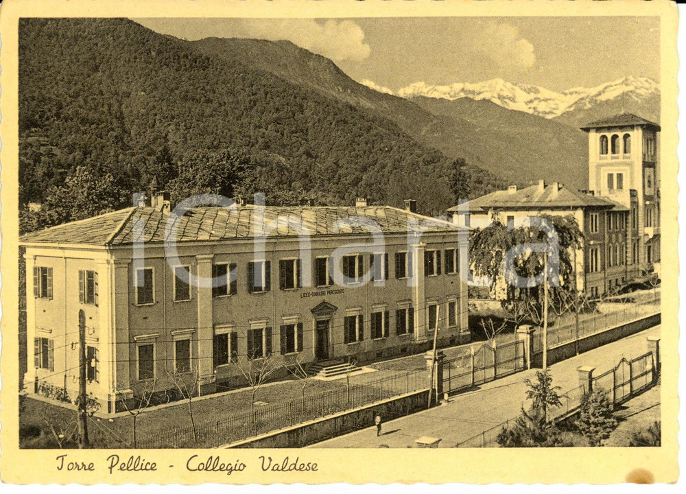 Cartolina originale da collezione 1936 TORRE PELLICE TO Veduta con il Collegio VALDESE Cartolina FG NV 1