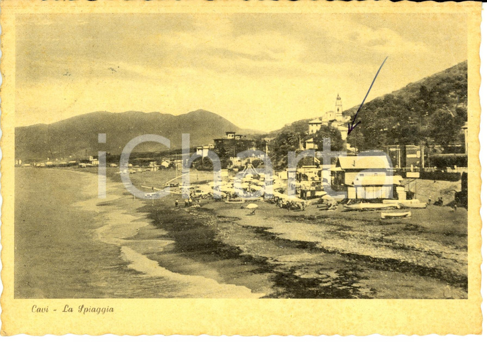 Cartolina originale da collezione 1947 LAVAGNA (GE) Veduta panoramica spiaggia CAVI *Cartolina FG VG 1
