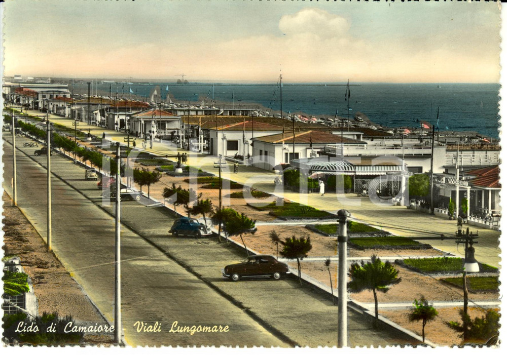 Cartolina originale da collezione 1955 LIDO DI CAMAIORE LU Lungomare con stabilimenti balneari FG VG 1