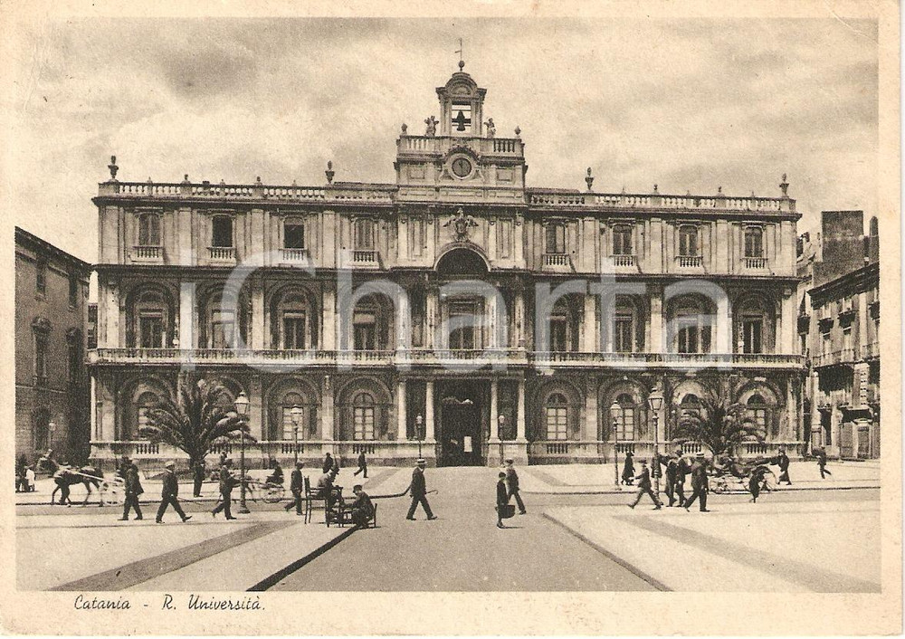 Cartolina originale da collezione 1946 CATANIA (CT) Facciata della REGIA UNIVERSITA' *Cartolina animata FG VG 1