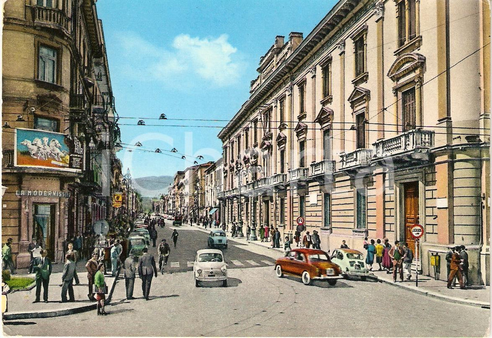Cartolina originale da collezione 1960 ca AVELLINO Corso VITTORIO EMANUELE II PubblicitÃ  BEN HUR *Animata FG VG 1
