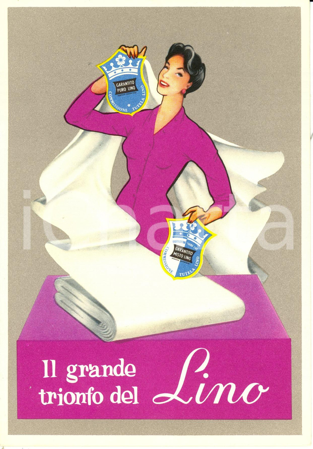 Cartolina originale da collezione 1960 ca Commissione tutela lino *Cartolina pubblicitaria FG NV 1