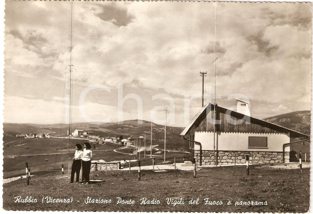 Cartolina originale da collezione 1961 BASSANO DEL GRAPPA VI Frazione RUBBIO Ponte radio VIGILI DEL FUOCO *Animata 1