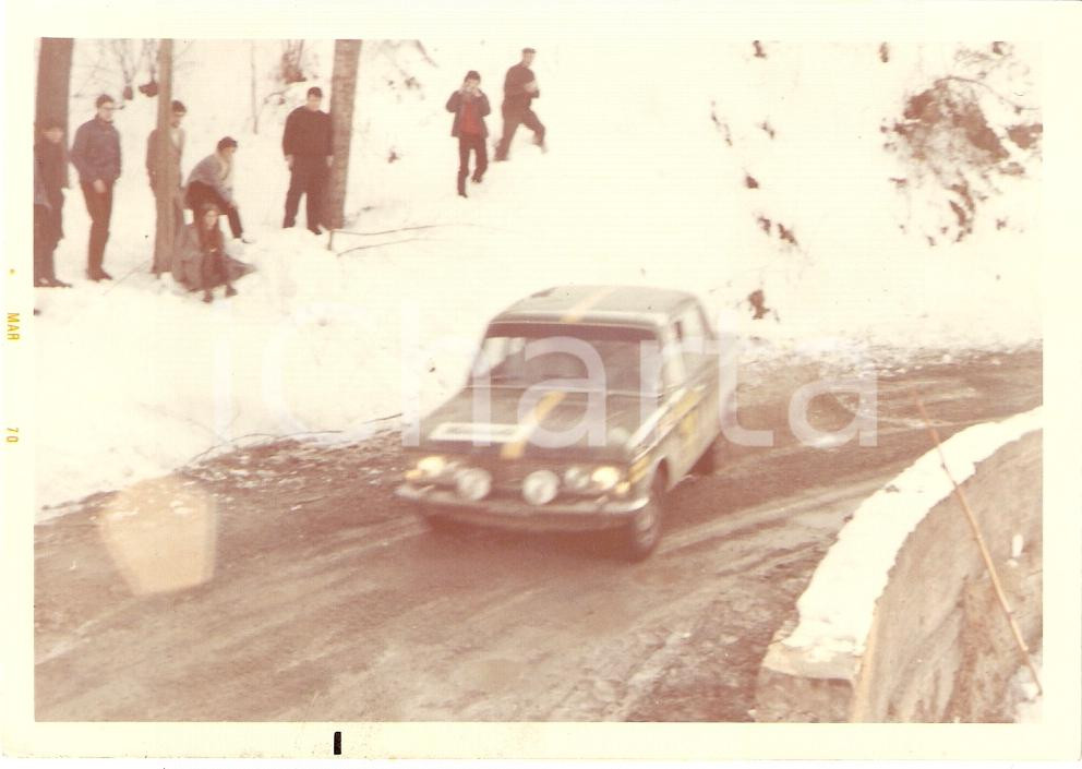 Fotografia d'epoca originale 1970 RALLY Primo SANREMO SESTRIERE Pino CECCATO Helmut EISENDLE Fiat 125 S *Foto 1