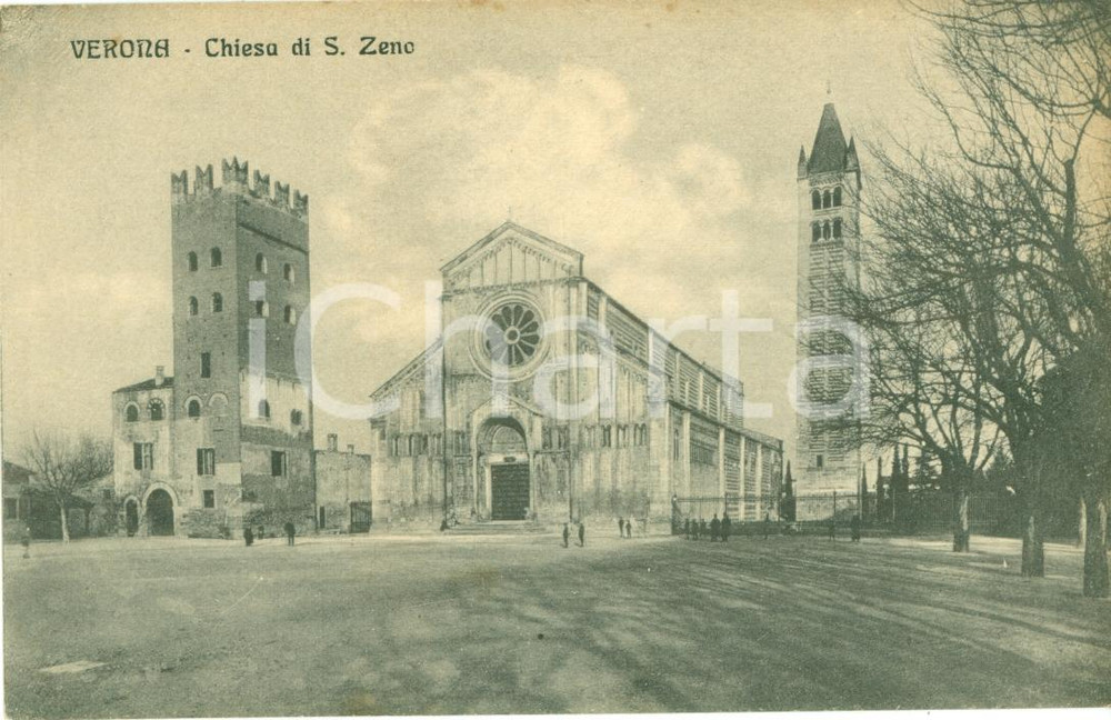 Cartolina originale da collezione 1930 ca VERONA Chiesa di SAN ZENO *Cartolina ANIMATA FP NV 1