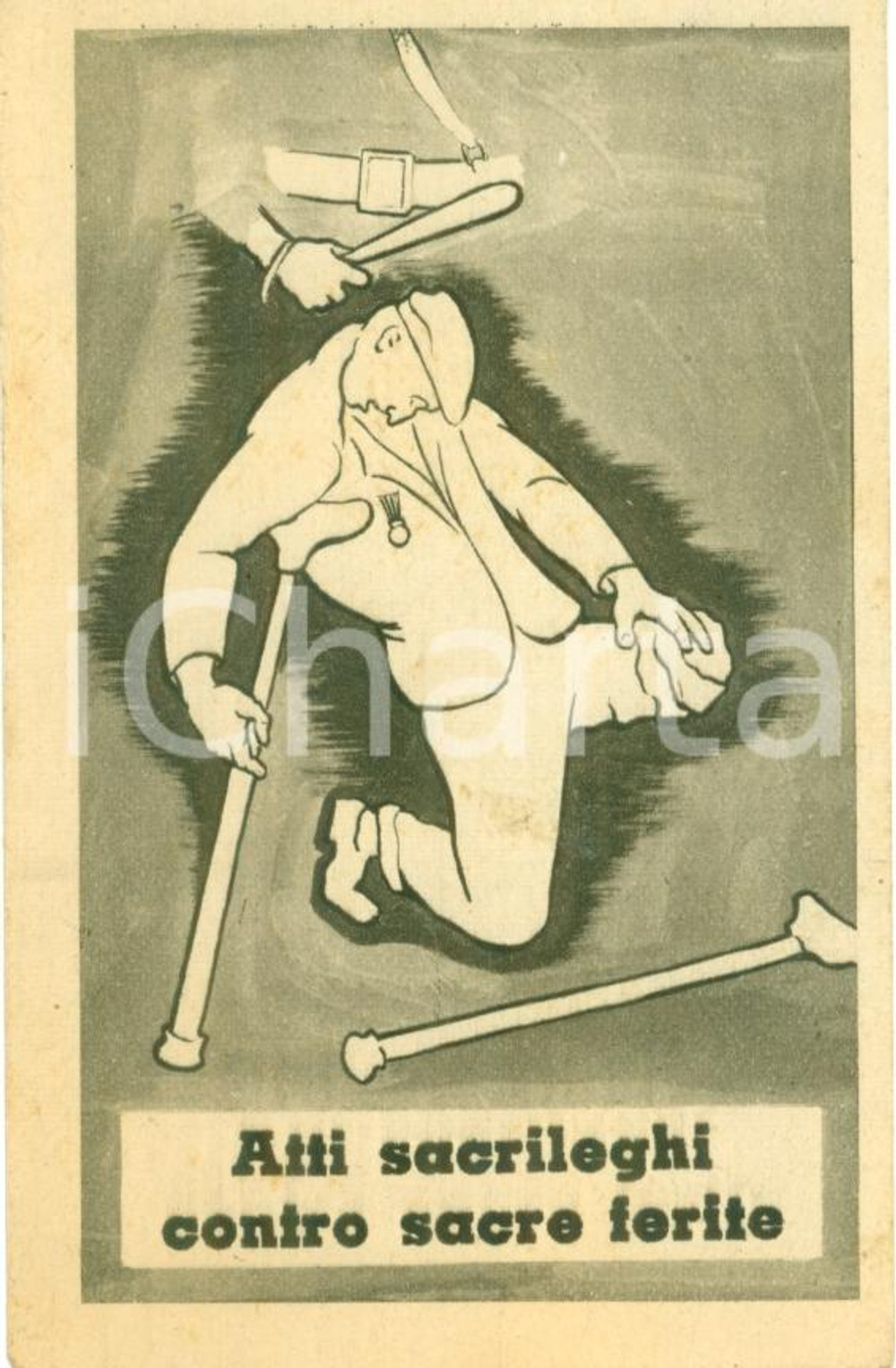 Materiale pubblicitario d’epoca 1948 ROMA PROPAGANDA POLITICA Fronte Democratico popolare vs polizia SCELBA 1