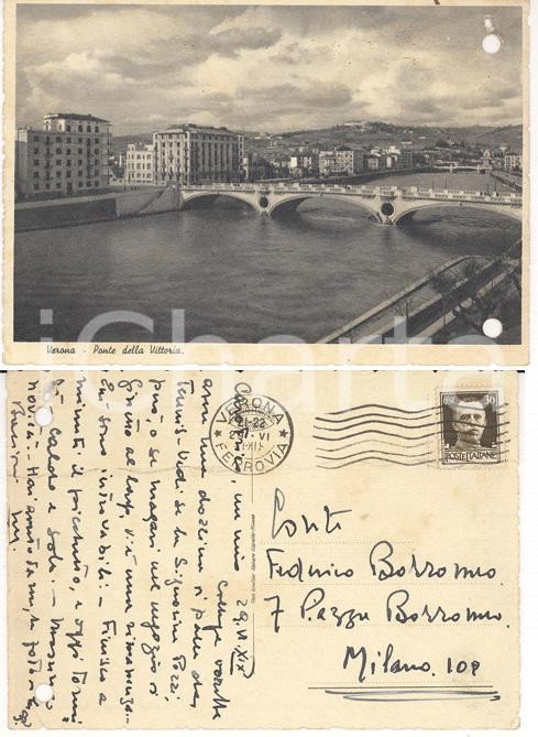Autografo originale 1941 WW2 VERONA Vittorio Emanuele BORROMEO chiede palle da tennis Autografo FG 1
