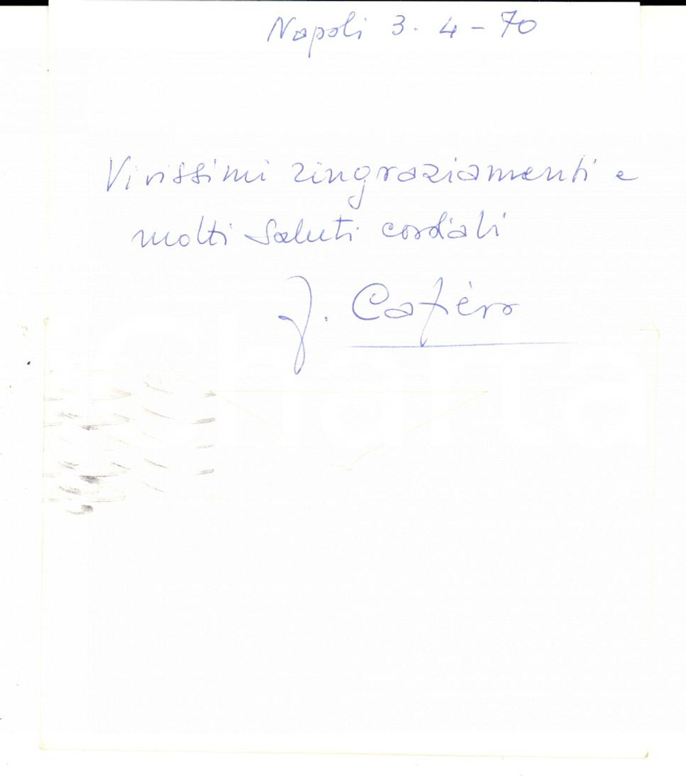 Autografo originale 1970 NAPOLI Biglietto auguri prof. Federico CAFIERO matematico *Autografo 1