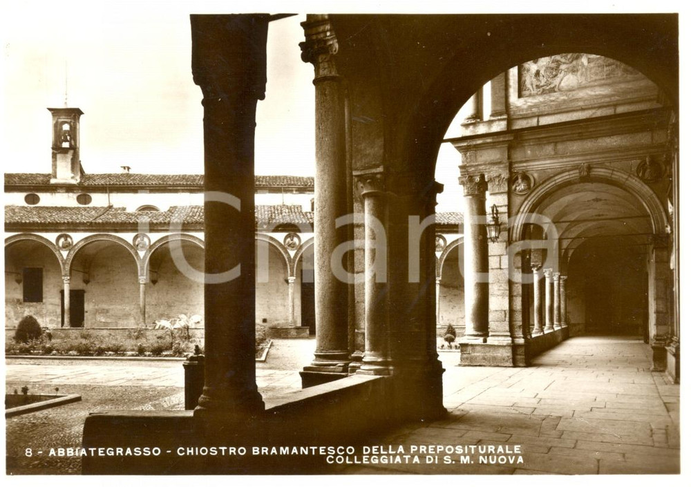 Cartolina originale da collezione 1938 ca ABBIATEGRASSO (MI) Chiostro bramantesco S.M.NUOVA *Cartolina FG NV 1