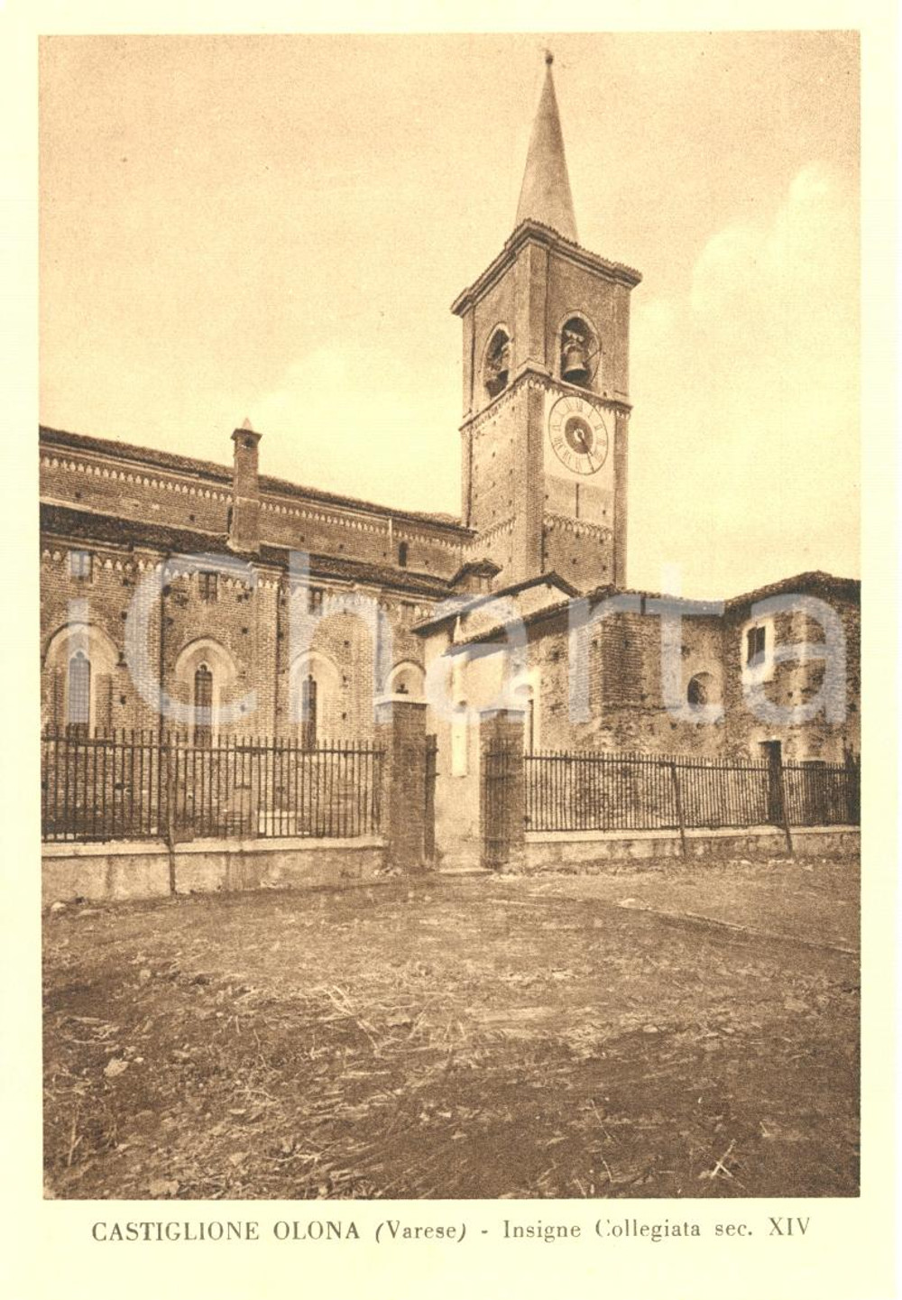 Cartolina originale da collezione 1940 ca CASTIGLIONE OLONA (VA) Collegiata del XIV sec.*Cartolina postale FG NV 1