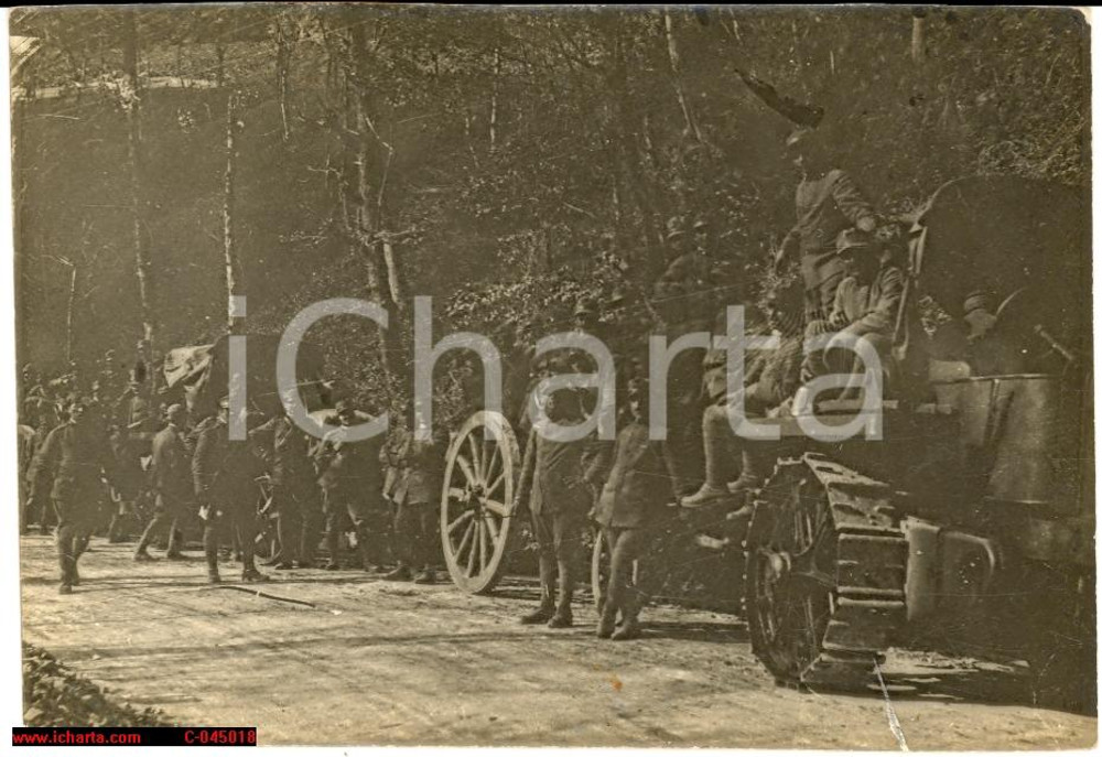 Cartolina originale da collezione 1917 WW1 Valli del Pasubio - colonna militare FOTO 1
