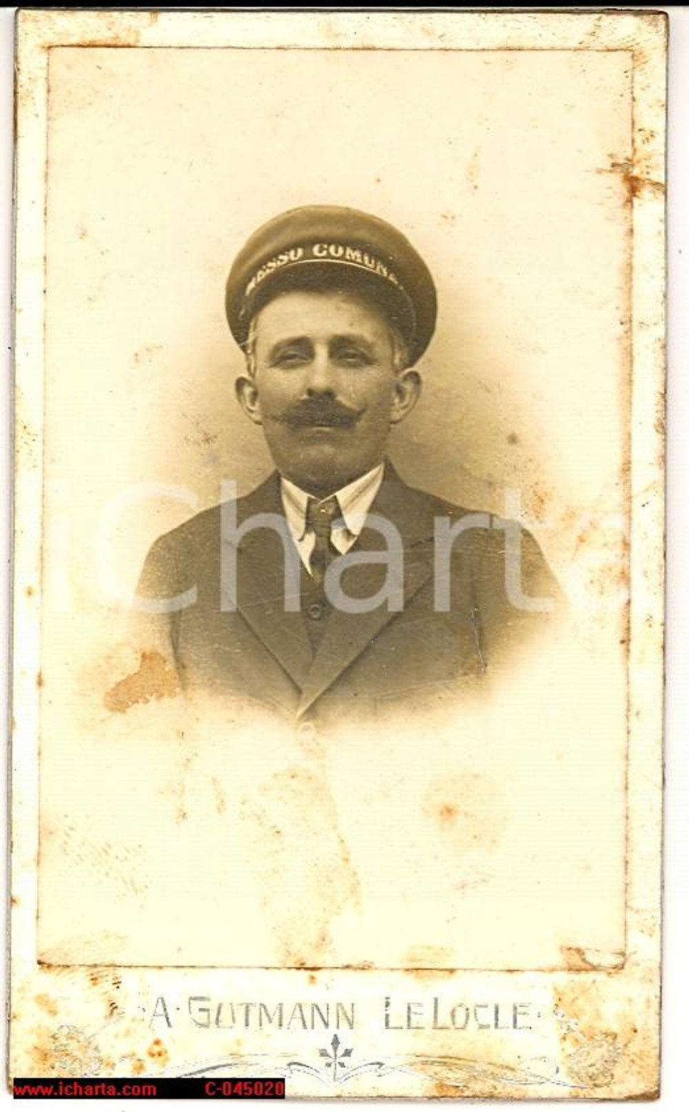 Fotografia d'epoca originale 1890 CHIASSO - Fotoritratto del Messo Comunale 1