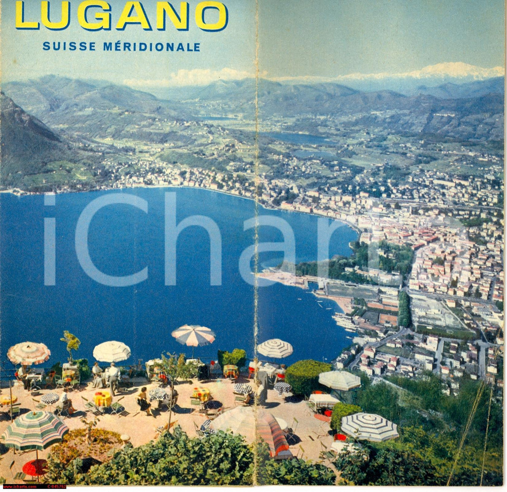 Materiale pubblicitario d’epoca 1960 ca LUGANO (CH) Pieghevole turistico 1