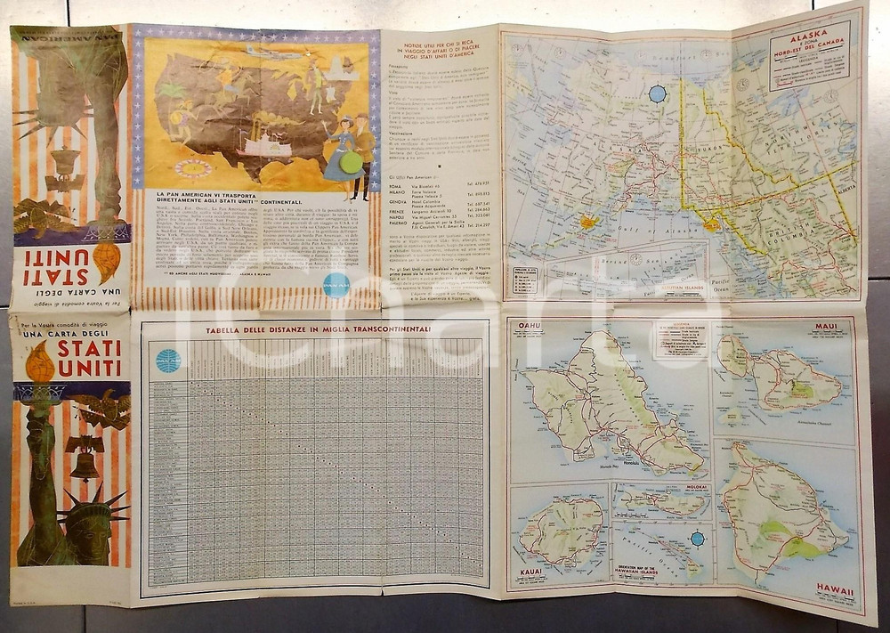Materiale pubblicitario d’epoca 1963 PAN AMERICAN Airlines Una mappa degli Stati Uniti 1