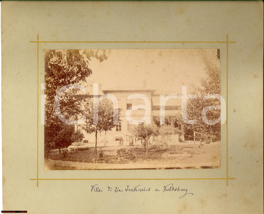 Fotografia d'epoca originale 1880 ca KALKSBURG (A) Villa di famiglia conti JANKOVICS 1