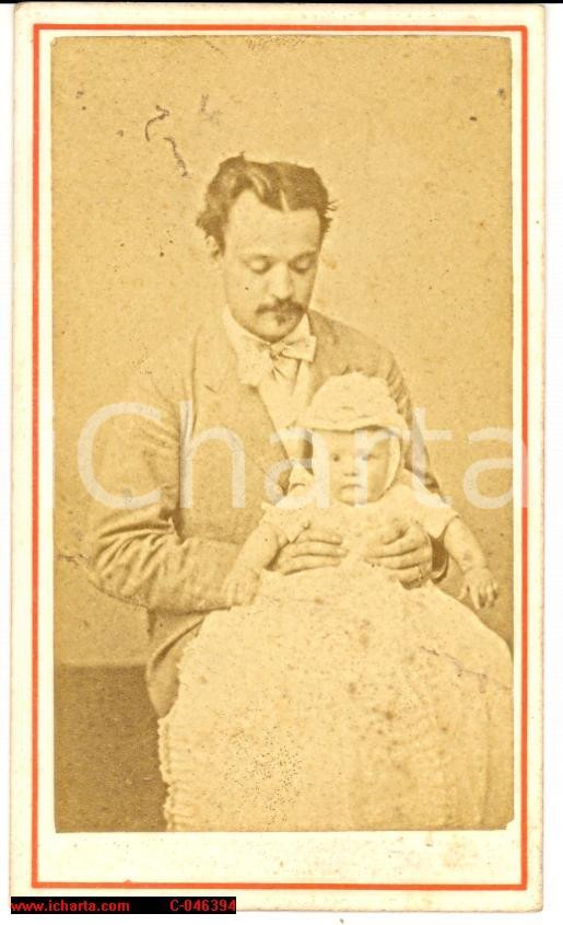 Fotografia d epoca originale 1870 TORINO Giuseppe ASINARI DI SAN MARZANO con figlio in fasce RARA 1