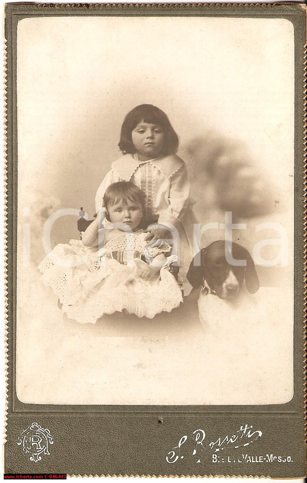 Fotografia d'epoca originale 1900 BIELLA Polyxene e Maria CANTONO DI CEVA bambine 1