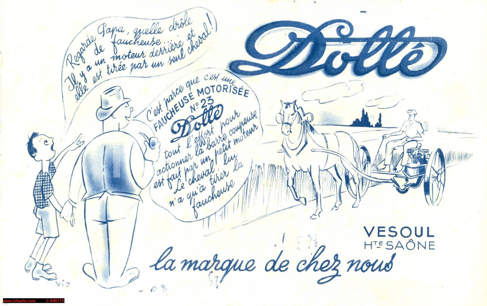 Materiale pubblicitario d’epoca 1940 circa VESOUL F Faucheuse motorisée DOLLE  ill. 1