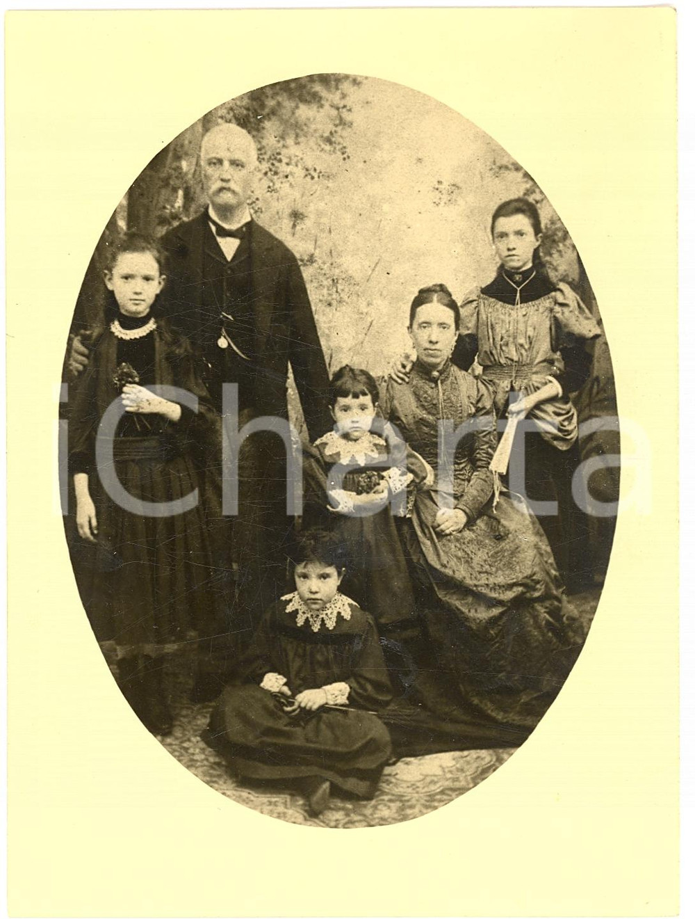 Fotografia d'epoca originale 1890 PORTICI (NA) Alfonso DE LIGUORO e famiglia REP 1