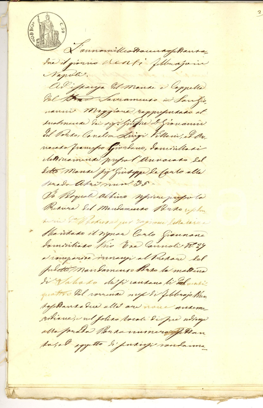 Documento originale, autentico 1873 NAPOLI Carlo GIANNONE condannato e sfrattato per pigioni arretrate 1