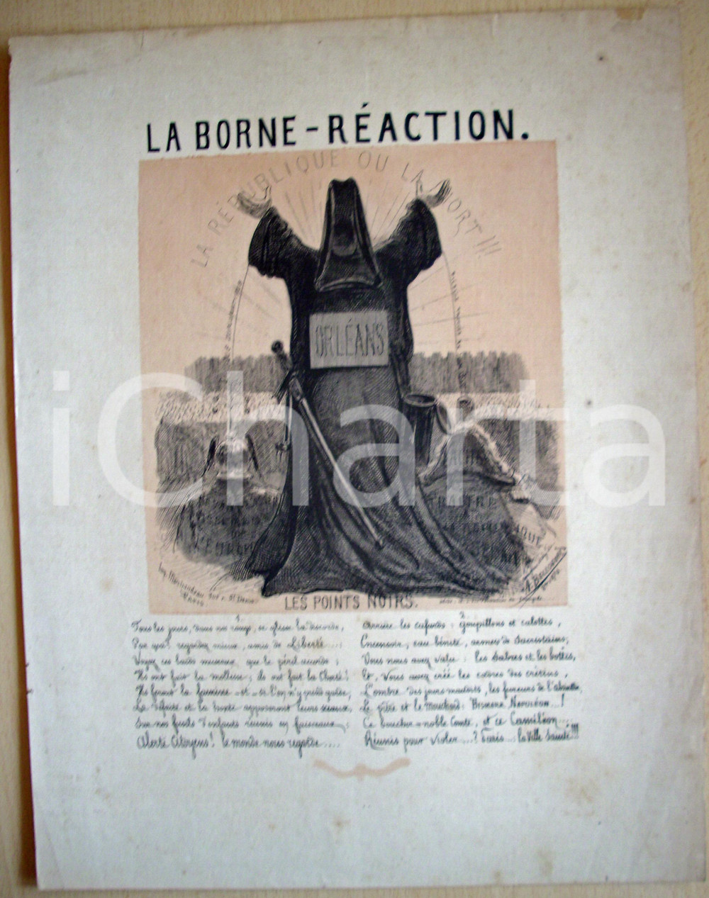 Stampa, bozzetto originale 1870 Caricatura Borne-rÃ©action BISMARCK NAPOLEONE III 1