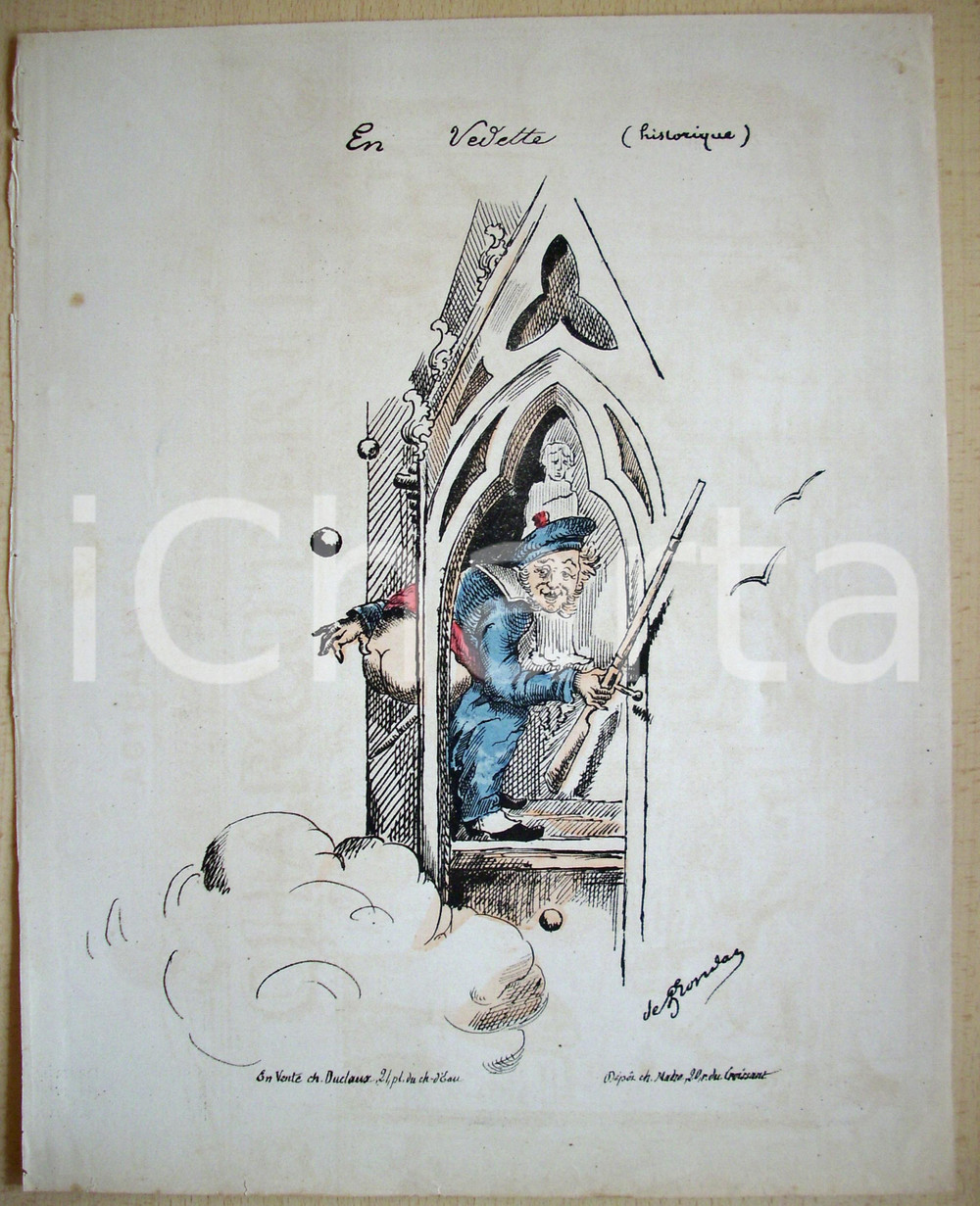 Stampa, bozzetto originale 1871 En vedette Ill. NapolÃ©on-Charles-Louis DE FRONDAT 1