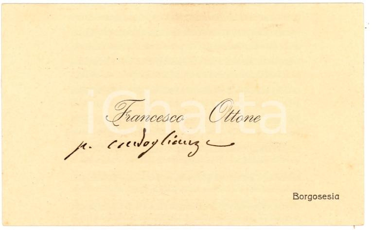 Oggetto da collezione cartaceo 1920 ca BORGOSESIA VC Francesco OTTONE condoglianze 1