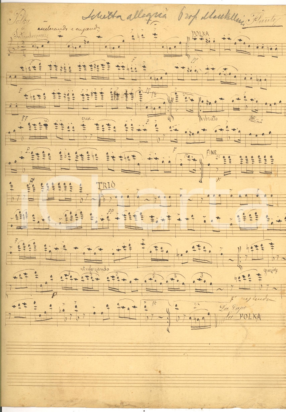 Oggetto da collezione cartaceo 1880 Giacomo MANTELLINO Schietta allegria POLKA Flauto 1