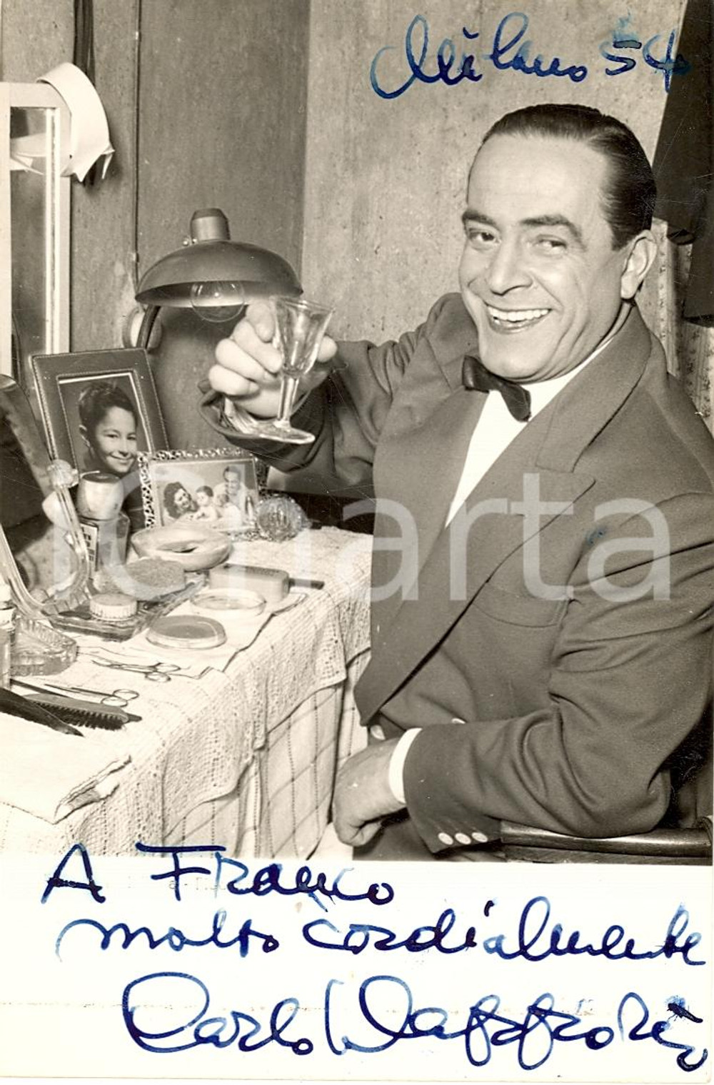Autografo originale 1954 CARLO DAPPORTO Fotografia con dedica autografa 1