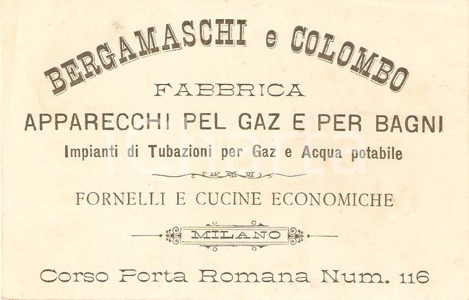 Oggetto da collezione cartaceo 1920 ca MILANO Fabbrica cucine BERGAMASCHI e COLOMBO 1
