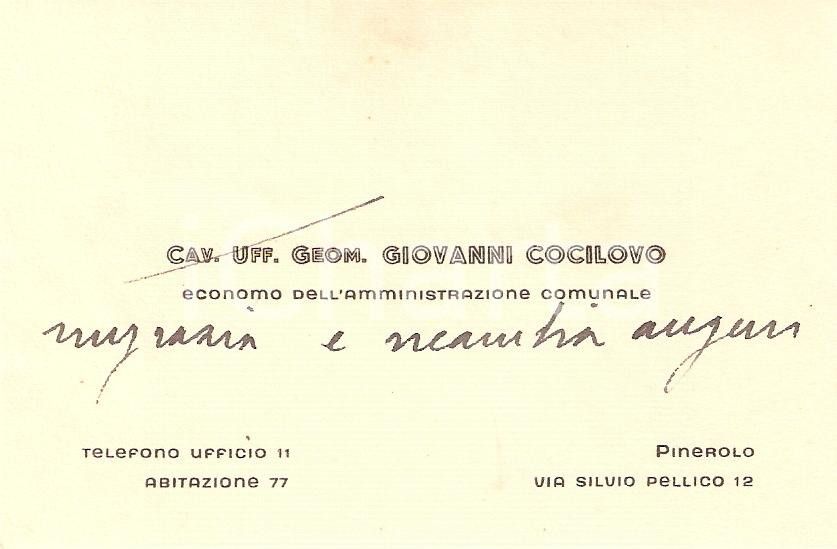 Oggetto da collezione cartaceo 1940 ca PINEROLO TO Giovanni COCILOVO Economo Comune 1