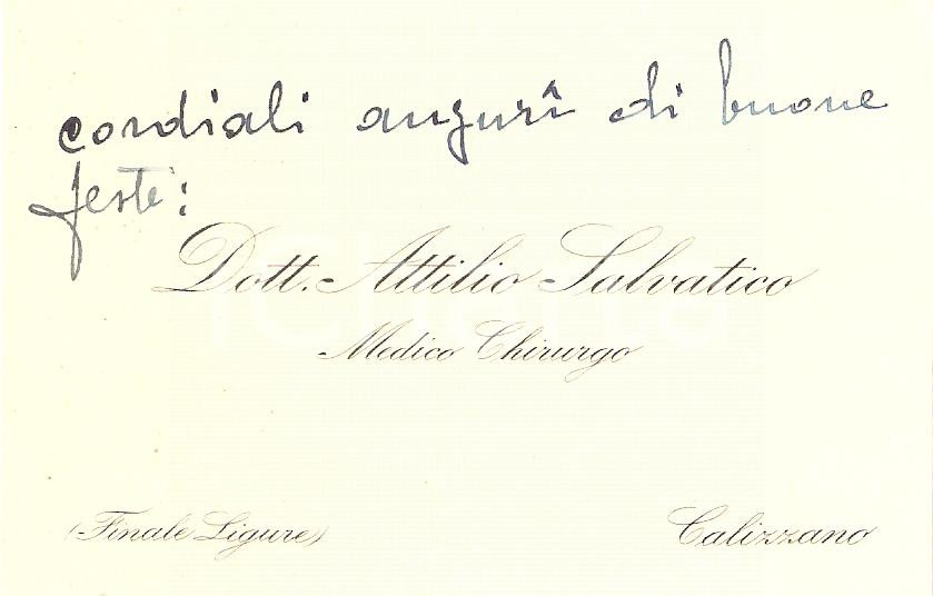 Oggetto da collezione cartaceo 1940 ca CALIZZANO SV Attilio SALVATICO medico chirurgo 1