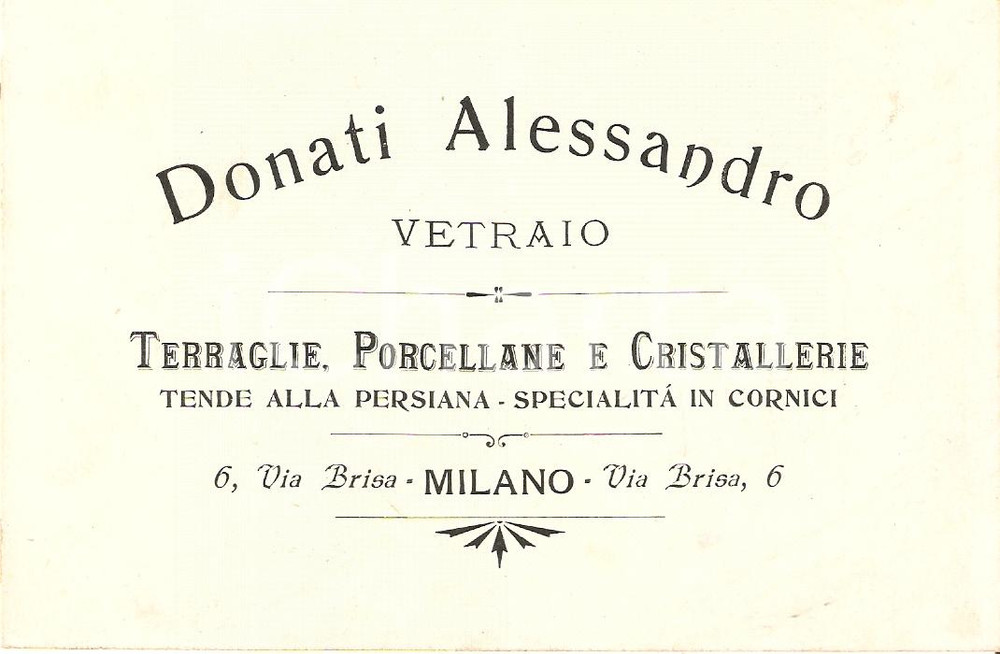Oggetto da collezione cartaceo 1909 MILANO vetraio Alessandro DONATI biglietto 1
