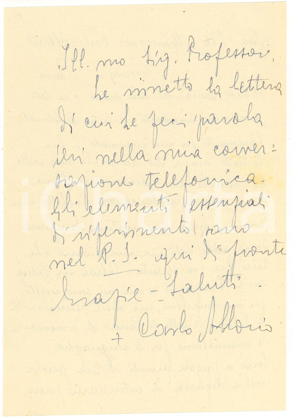 Autografo originale 1945 MORTARA PV Tenuta CATTANEA Autografo Carlo ALLORIO 1