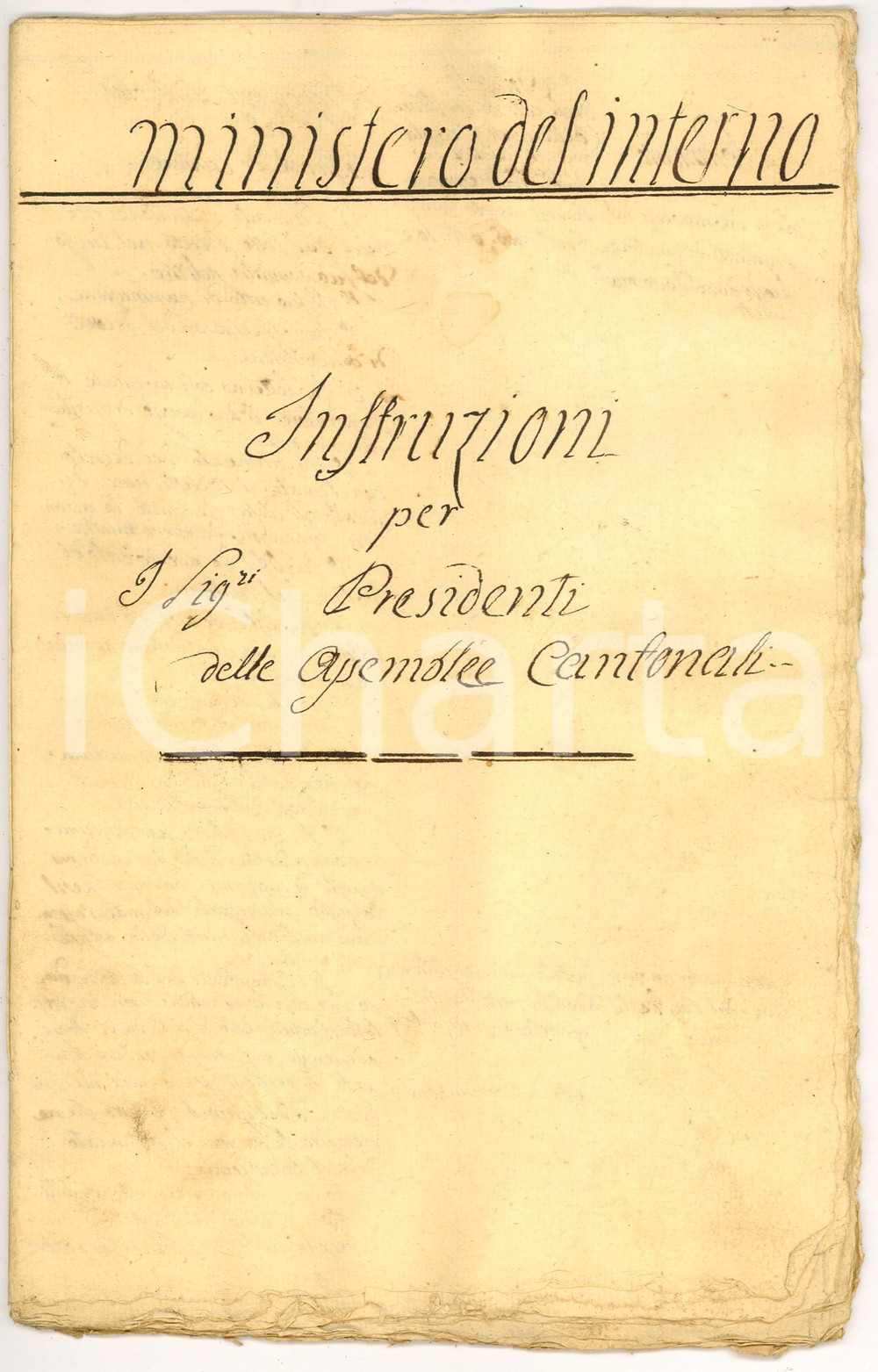 Documento originale, autentico 1805 REGNO D'ITALIA Ai presidenti Assemblee Cantonali 1