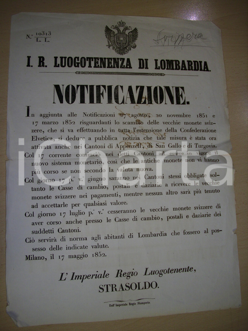 Documento originale, autentico 1862 MILANO Cambio monete svizzere cantone S. GALLO 1