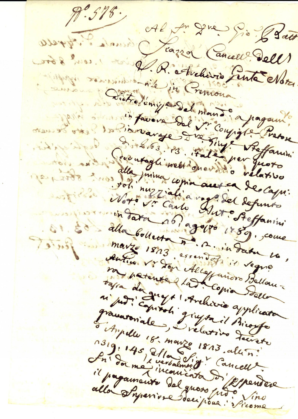 Documento originale, autentico 1826 VARESE Onorari dovuti a Giuseppe STEFFANINI consigliere pretore 1