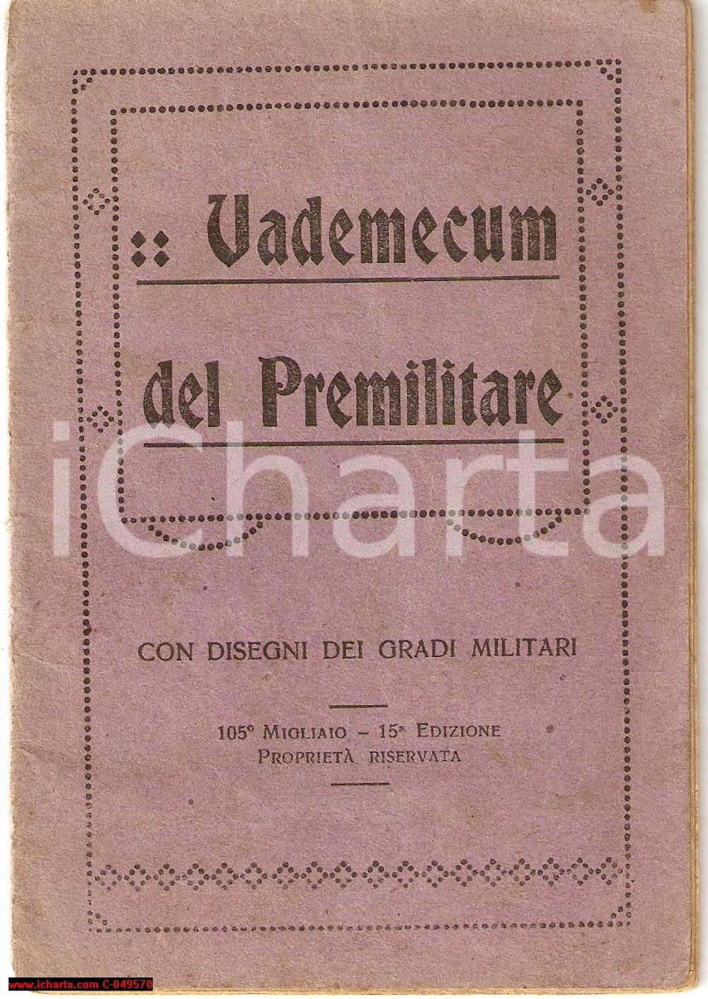 Oggetto da collezione cartaceo 1920 circa Vademecum PREMILITARE disegni dei GRADI 1
