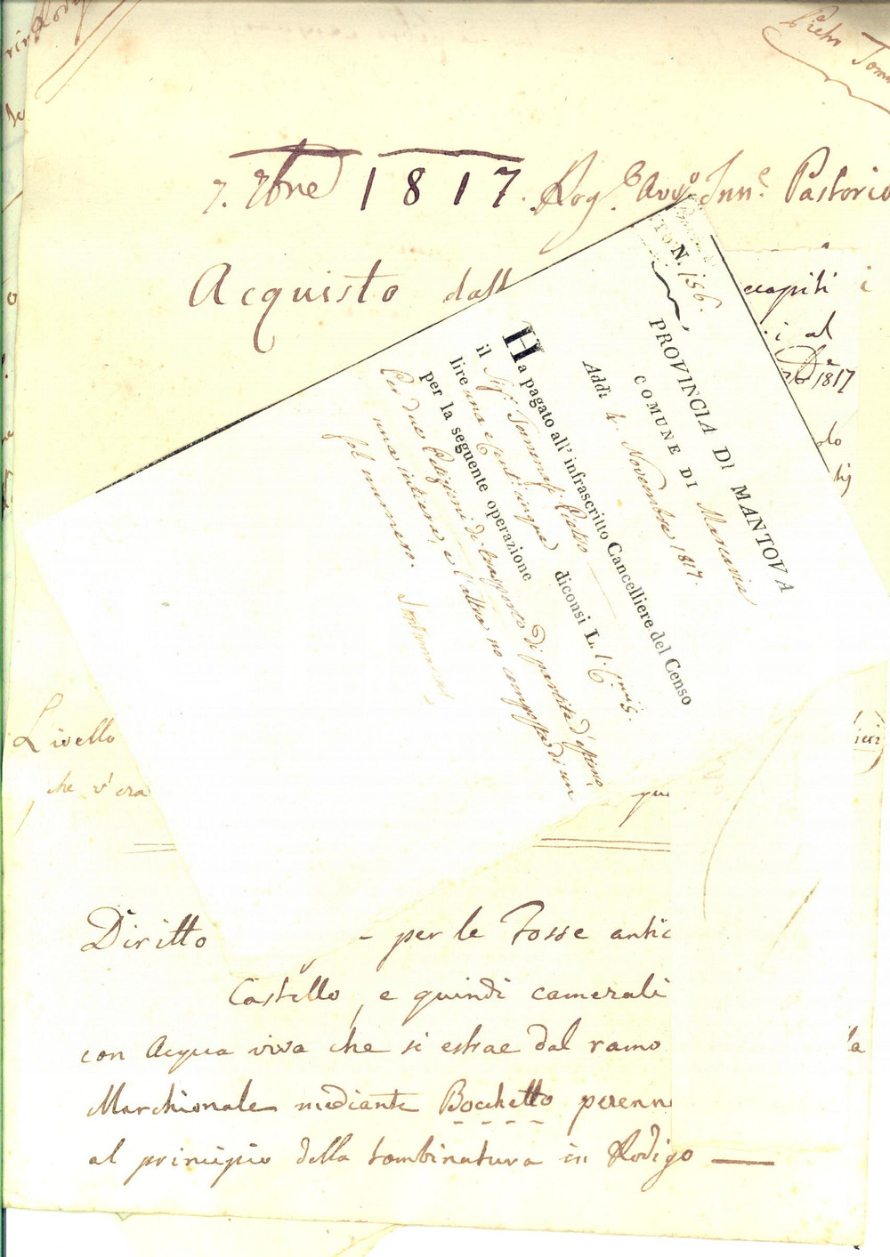Documento originale, autentico 1820 ca RODIGO/ GAZOLDO DEGLI IPPOLITI MN Lotto vendita TOMMASIBALDASSARI 1