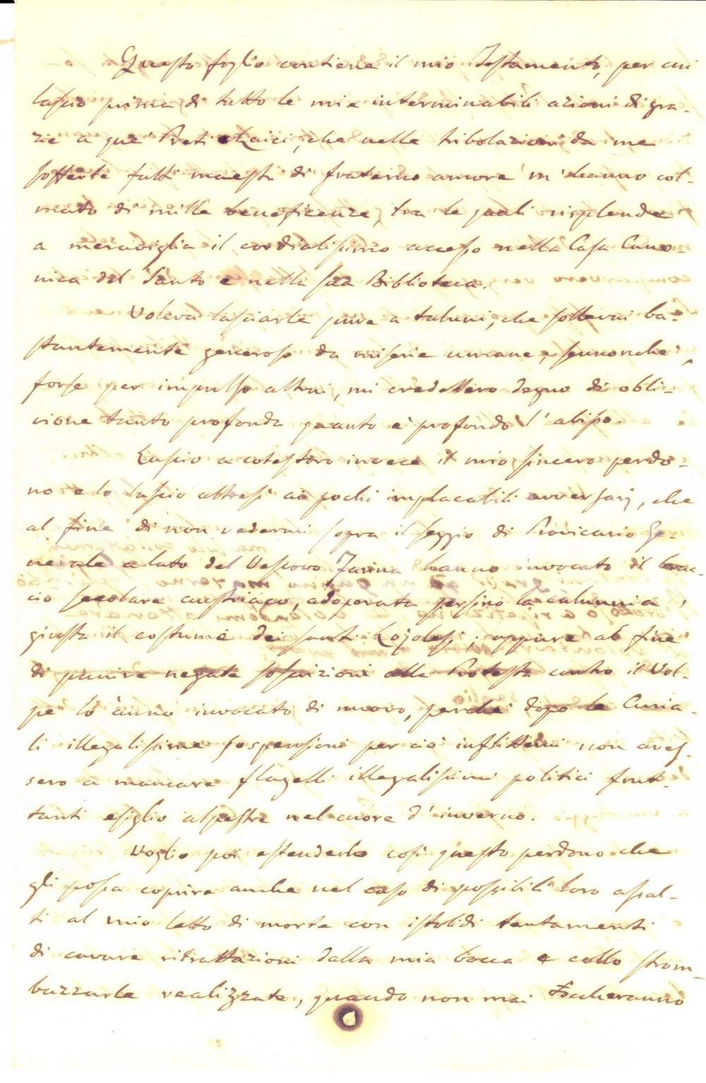 Documento originale, autentico 1869 PADOVA SAN BENEDETTO Testamento del parroco don Giovanni GUGLIELMI 1