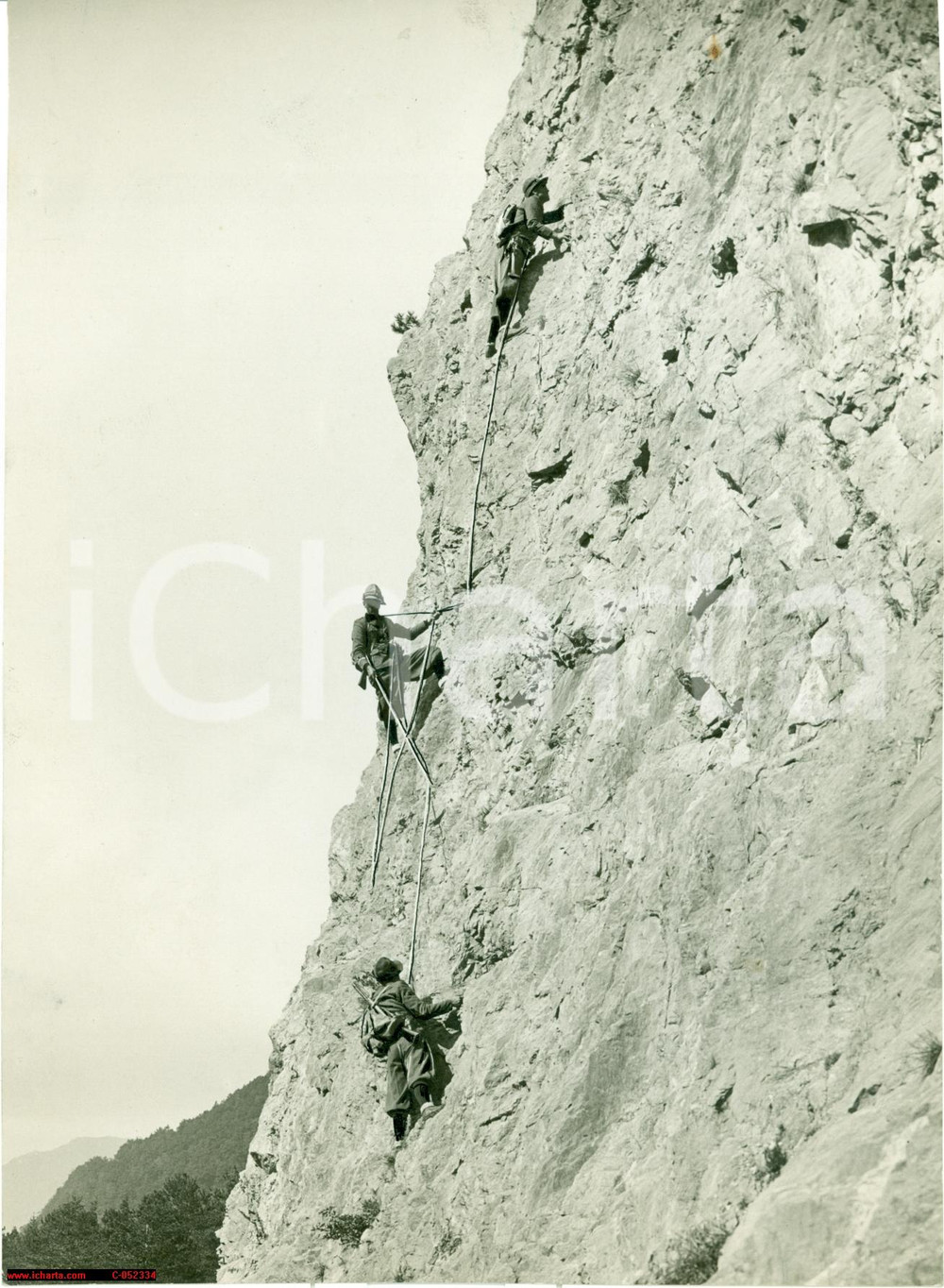 Fotografia d'epoca originale 1936 GEMONA DEL FRIULI (UD) Cordata della Scuola ALPINA 1