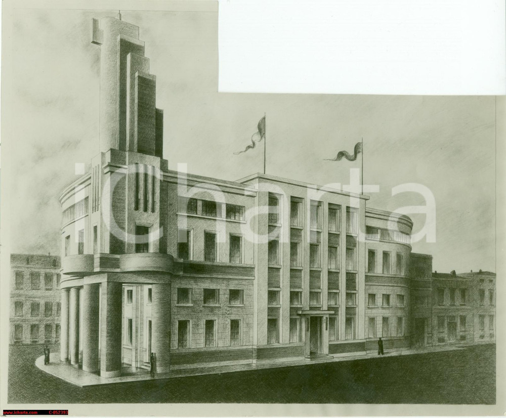 Fotografia d'epoca originale 1935 FASCISMO Bozza palazzo architetto Luigi GALLAMINI 1