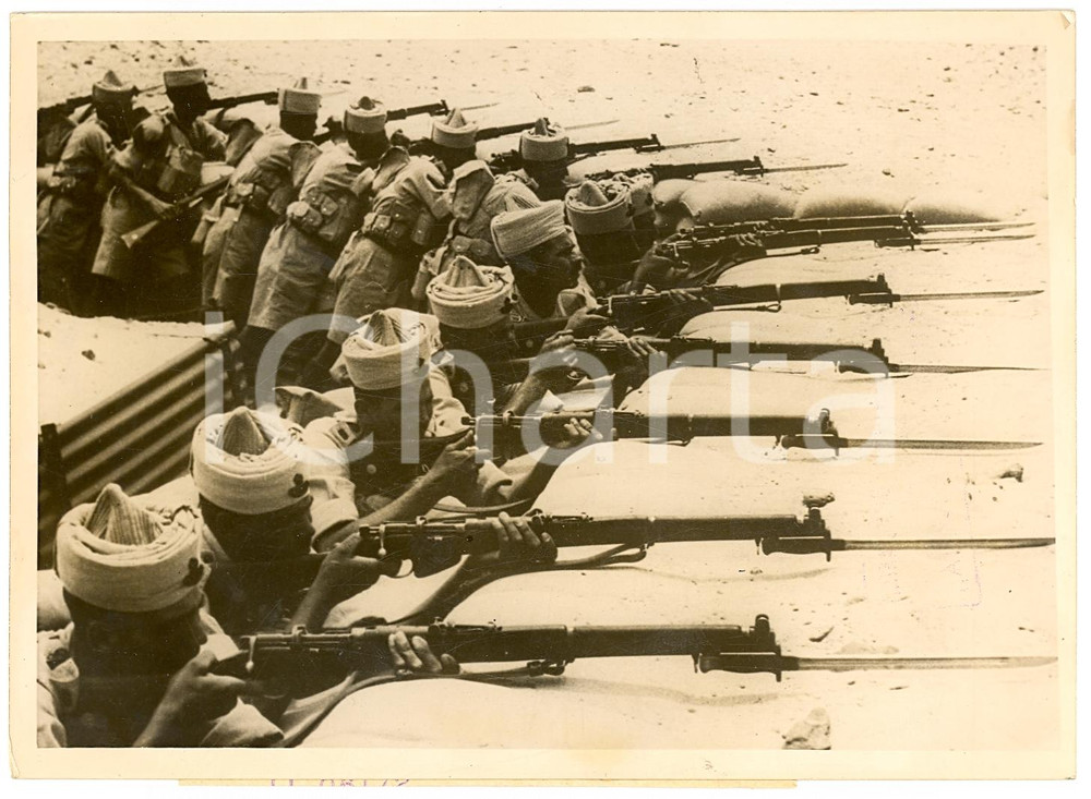 Fotografia d'epoca originale 1940 EGITTO Soldati indiani durante le Grandi Manovre nel deserto *Fotografia 1