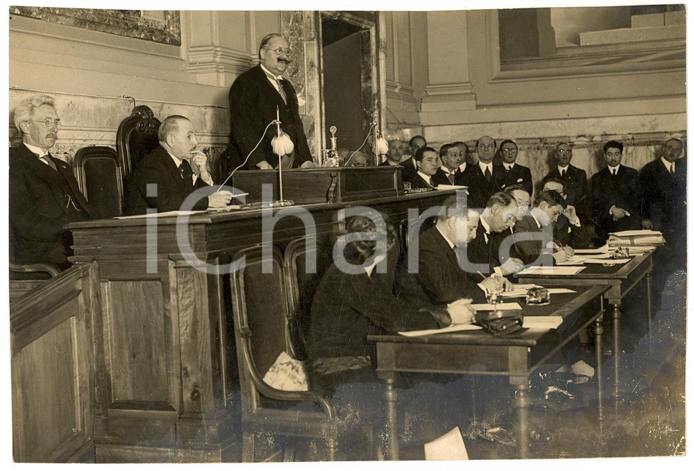 Fotografia d'epoca originale 1929 ROMA Giuseppe DE MICHELIS apre conferenza Istituto di Agricoltura *FOTO 1