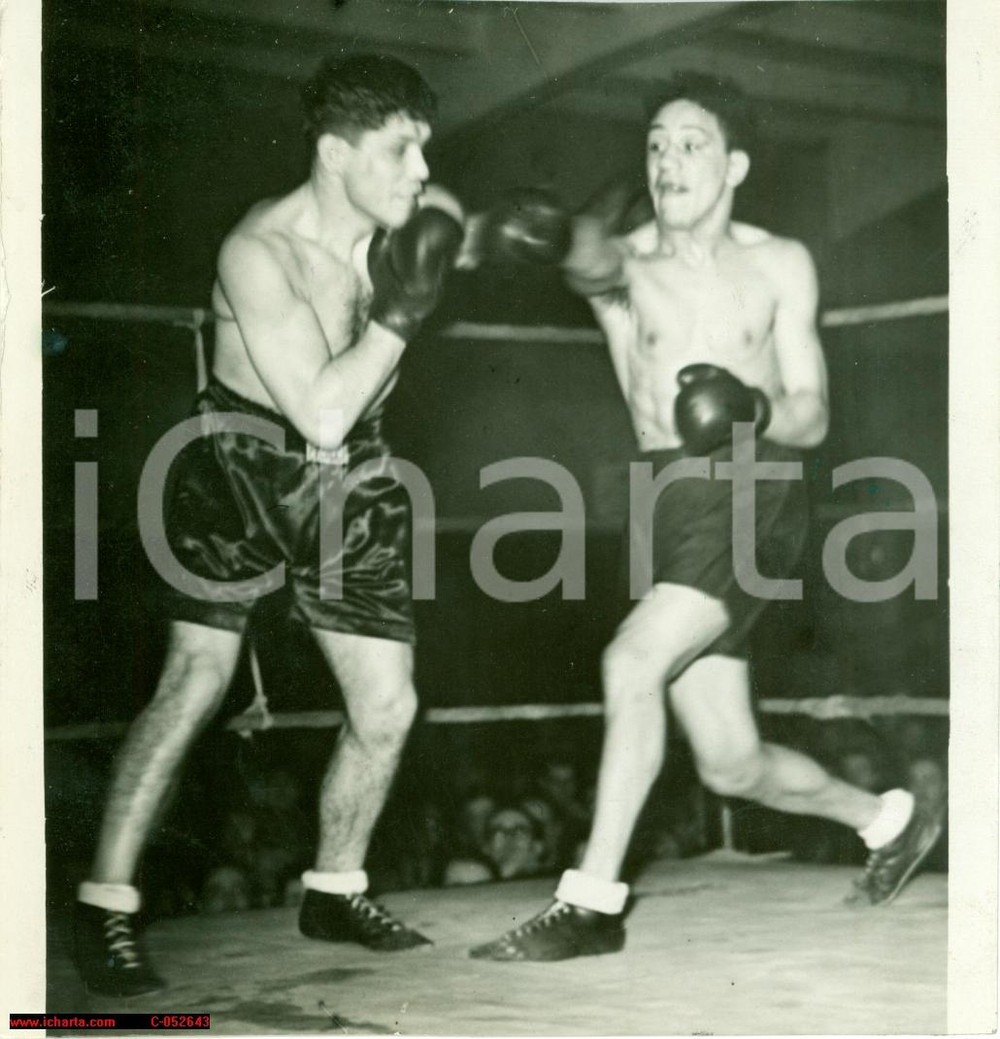 Fotografia d'epoca originale 1939 MILANO Incontro pugile Carlo ORLANDI vs Al BAKER 1