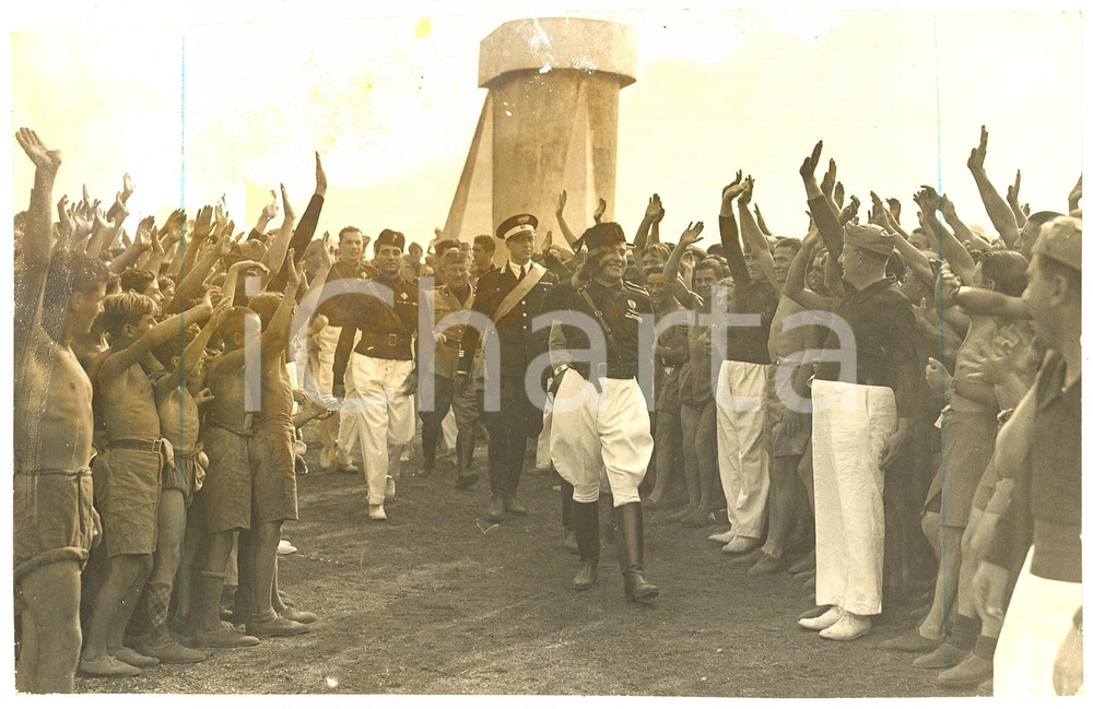 Fotografia d'epoca originale 1936 ROMA Galeazzo CIANO visita Avanguardisti CAMPO MUSSOLINI *Fotografia 1