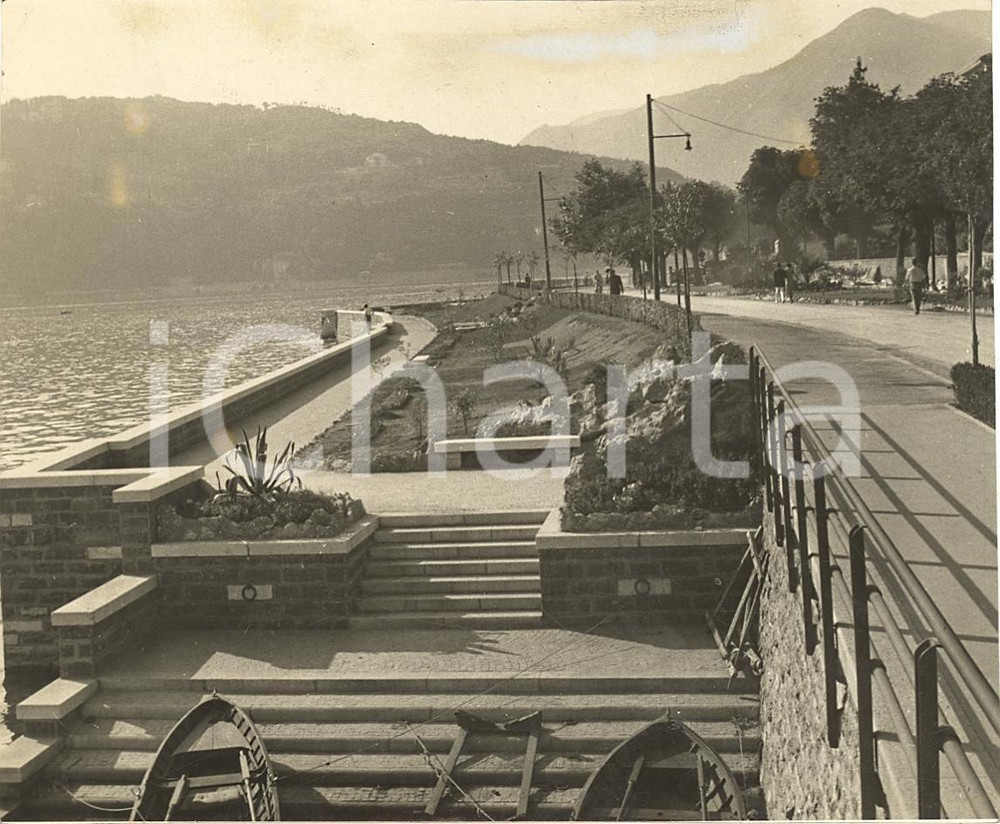 Fotografia d'epoca originale 1939 COMO Sistemazione Viale Regina MARGHERITA animata 1