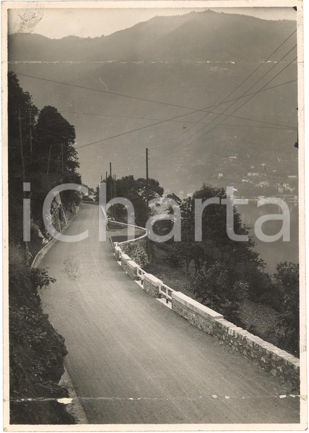 Fotografia d'epoca originale 1939 COMO Strada consorziale per BELLAGIO ai Molini 1