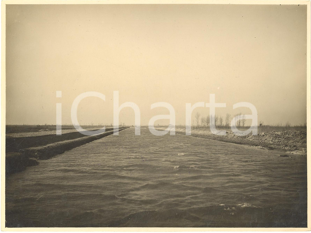 Fotografia d'epoca originale 1931 BONIFICA DELL'ADDA ? Canale navigabile allo sbocco *Fotografia 1